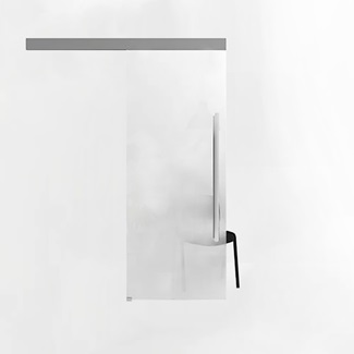 Цельностеклянная откатная матовая дверь, закрытый механизм