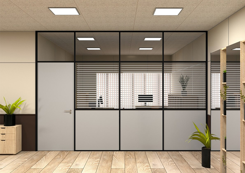 Комбинированная офисная перегородка с жалюзи (Система Лайт)