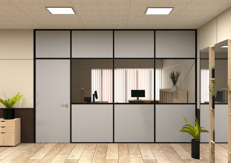 stacion-peregorodki-system65-komb002 Комбинированная офисная перегородка (Система Лайт)