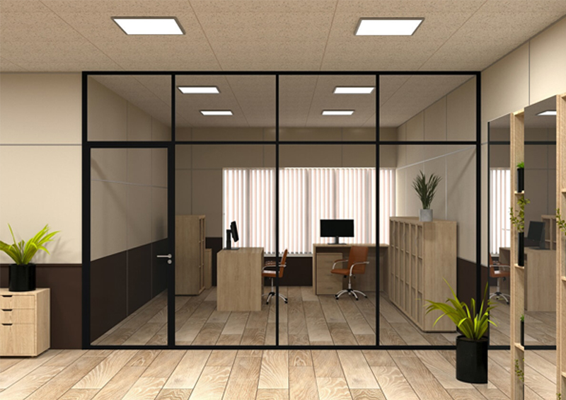 stacion-peregorodki-system65-steklo001 Стеклянная офисная перегородка (Система Лайт)