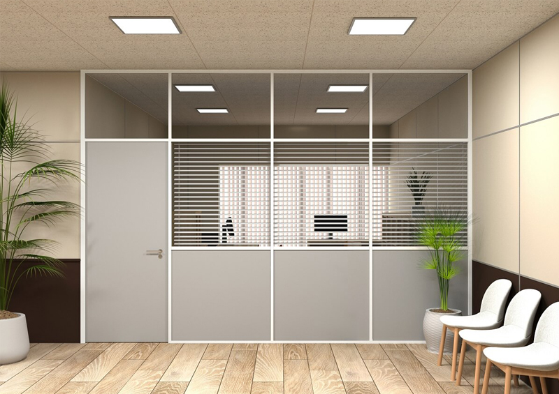 stacion-peregorodki-system72-zhaluzi001 Комбинированная офисная перегородка с жалюзи (Система Премиум)