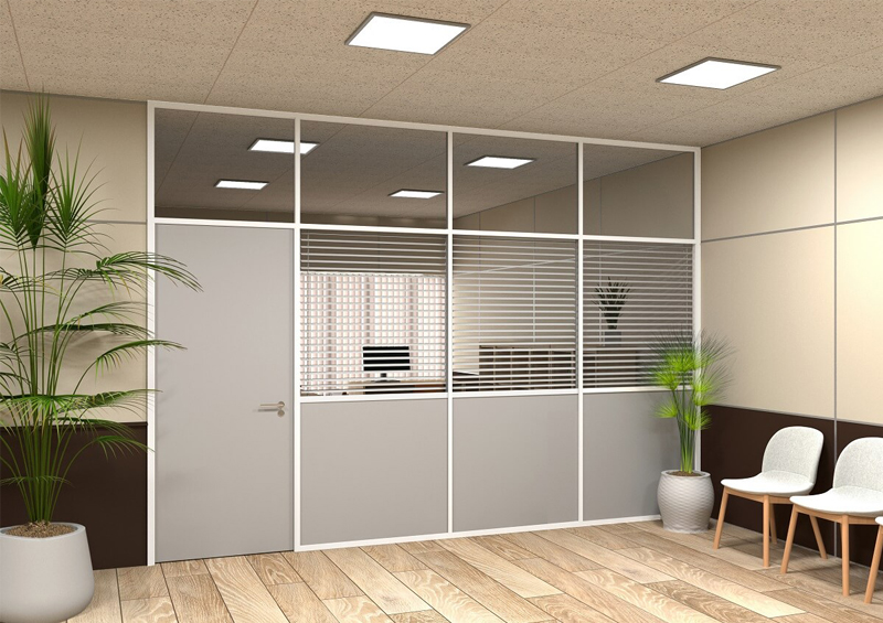 stacion-peregorodki-system72-zhaluzi002 Комбинированная офисная перегородка с жалюзи (Система Премиум)