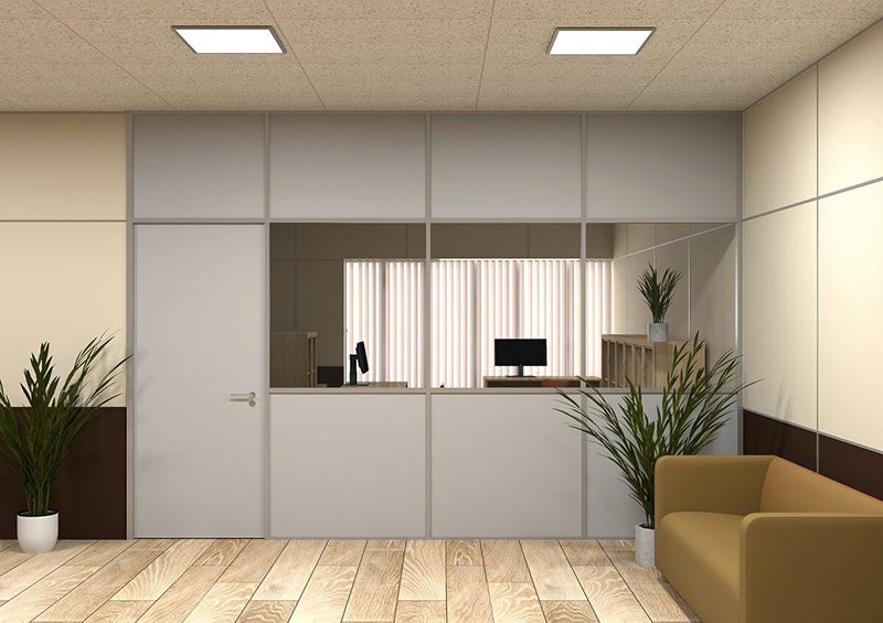 stacion-peregorodki-system78-komb001 Комбинированная офисная перегородка (Система Стандарт)