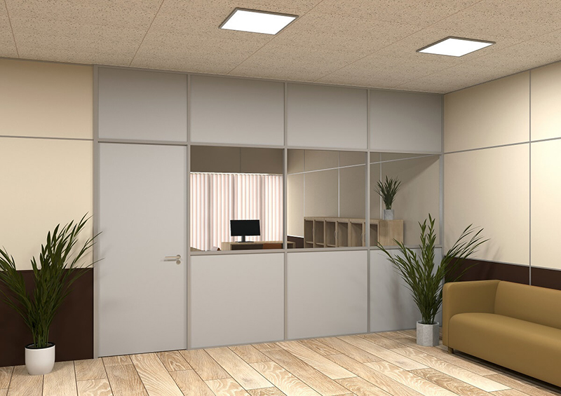 stacion-peregorodki-system78-komb002 Комбинированная офисная перегородка (Система Стандарт)