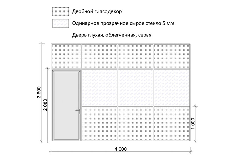 stacion-peregorodki-system78-komb003 Комбинированная офисная перегородка (Система Стандарт)