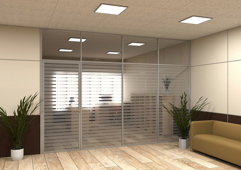 Стеклянная офисная перегородка с полосками (Система Стандарт)