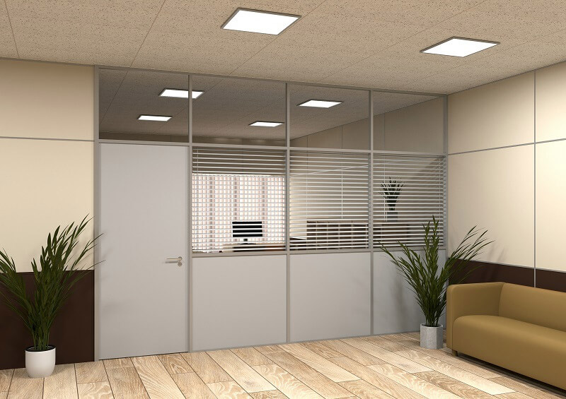 Комбинированная офисная перегородка с жалюзи (Система Стандарт)