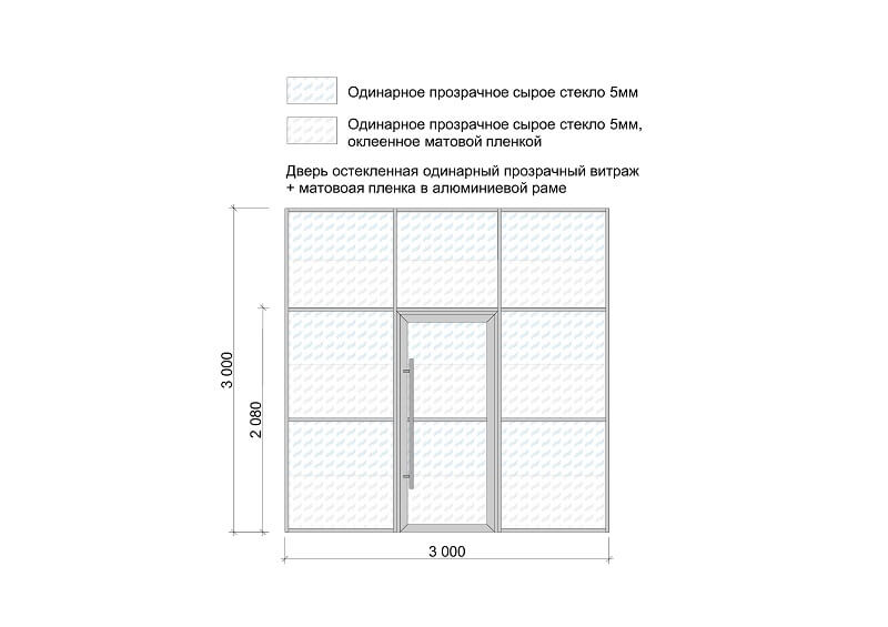 stacion-peregorodki-system94-steklomatplenka02 Перегородка в стиле ЛОФТ с матовой пленкой (Система Люкс)